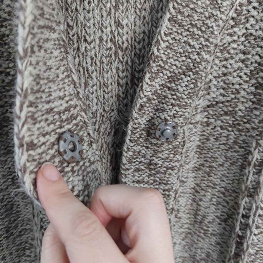 Tally-Ho cardigan sweater Medium Vintage brown tan knit snap front - Picture 5 of 7